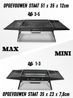 Opvouwbare Draagbare Houtskool Grill 51 x 35 cm - Compacte BBQ voor Camping, Picknicks en Tuinfeesten — thumbnail 4