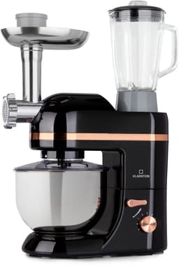 Klarstein Blender Knetmaschine keukenmachine met Fleischwolf, 1800W Teigmaschine klein, 6 standen, Schneebesen & Knethaken, planetair roersysteem, roermachine met Mixer, keukenmachines met 5L kom - voor Keuken - RVS - Standmixer — thumbnail 1