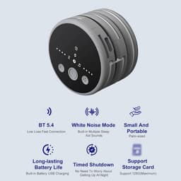 Slaapluidspreker met botgeleiding, draagbare draadloze muziekbox met witte ruis en timer, 8 uur afspeeltijd, Bluetooth 5.4, geschikt voor ontspanning tijdens het slapen met een kussen (grijs). — thumbnail 2