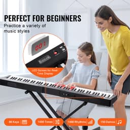 Digitaal Keyboard met 88 Toetsen, 1000 Ritmes, Elektrische Piano met Standaard — thumbnail 5