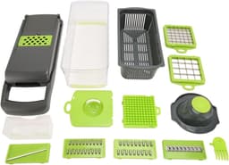 Groentenhakker - Keukenmachine Multihakker - Snel Groenten Snijden - Inclusief Wasbak - 33x12x12 cm - Groen — thumbnail 4
