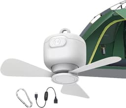 Draadloze Hangende Ventilator - Plafond Ventilator - Buitenkoeling Binnen - Met LED Verlichting - 8000 mAh Batterij - Wit — thumbnail 5