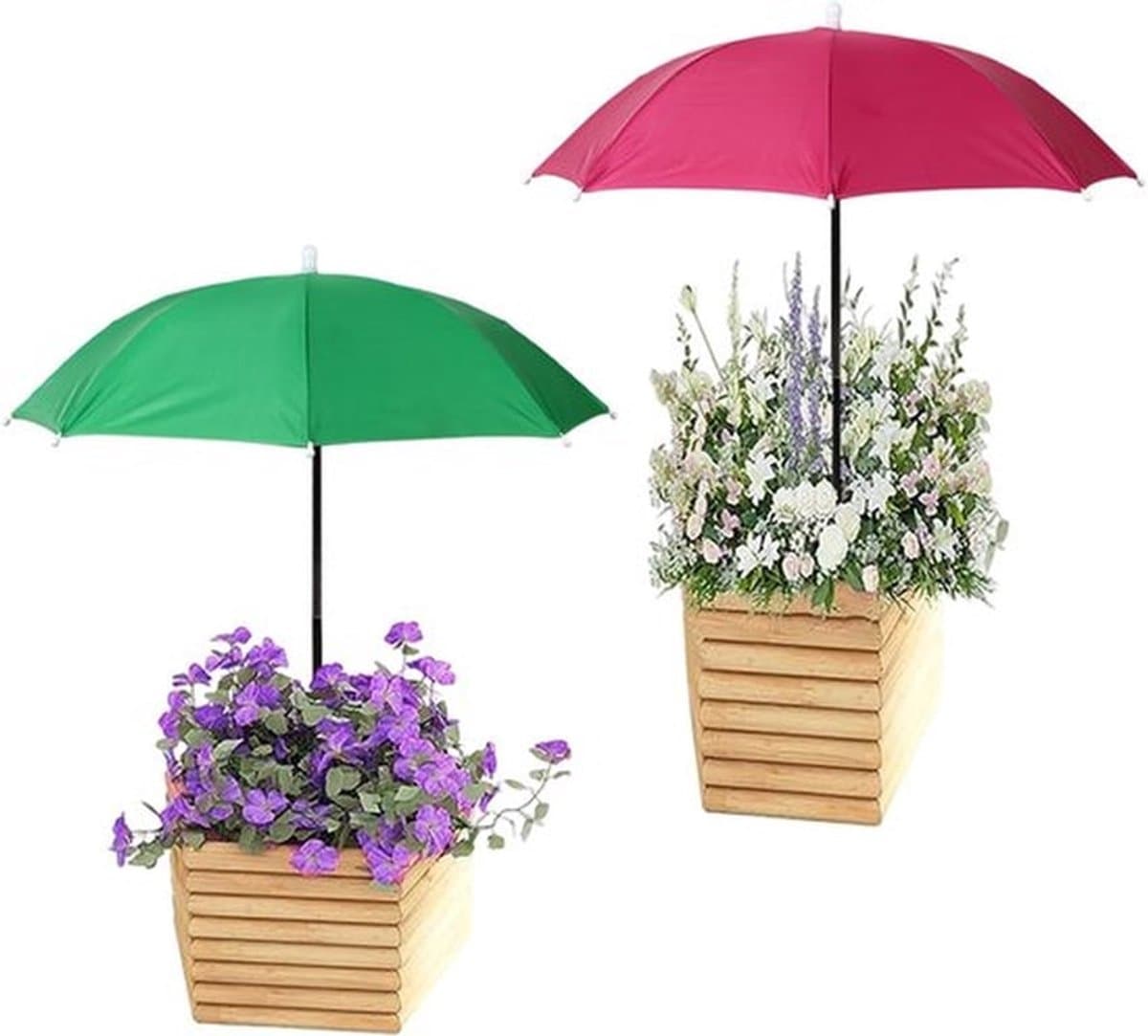2 stuks verstelbare plantenparasols, waterdichte tuinparasols met metalen stokken en H-vormige palen. Bescherming tegen de zon voor potplanten, bloemen en groenten. — afbeelding 1