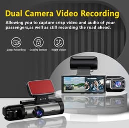Dashcam Auto Full HD 1080P – Dual Lens Voor & Binnen | IR Nachtzicht, Loop Recording, 3 Inch IPS Scherm incl. SD-Kaart — thumbnail 5