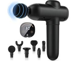 Massagepistool - Spierherstel Apparaat - Spierpijn Verlichten - 30 Snelheden 6 Koppen - 12mm Diepte - Zwart