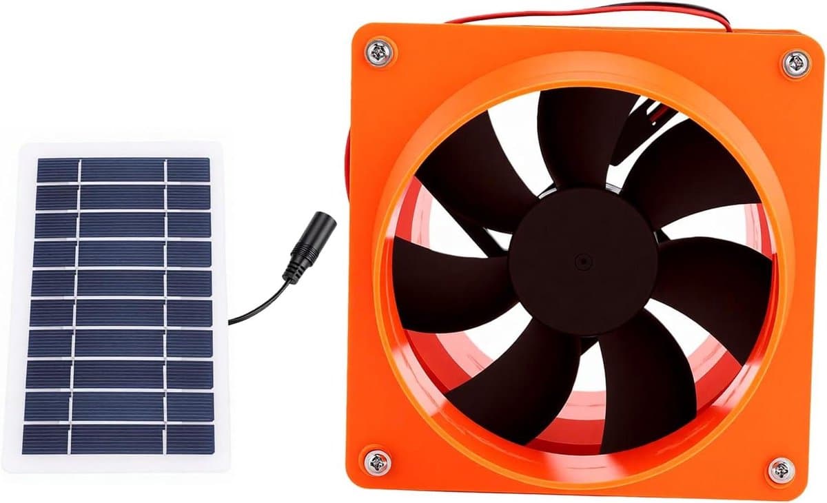 Zonne-afzuigventilator - Zonneventilator - Ventilatie - Energiebesparend - 20x14.5x14 cm - Zwart — afbeelding 1