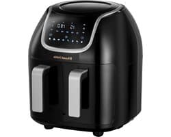 Dubbele Mand Airfryer - Heteluchtfriteuse Dubbele Frituurpan - Gezond Koken - Aanpasbare Manden - 8.5 Liter - Zwart