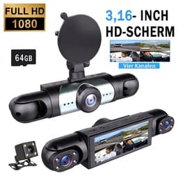 Dashcam Auto - 4 Lenzen (Voor, Achter, Links, Rechts) - 1080P Full HD - WiFi & GPS - Dashcams - Nachtzicht - G-Sensor - Parkeerbewaking - 3,16 Inch met App - Incl. 64GB SD-Kaart — thumbnail 1