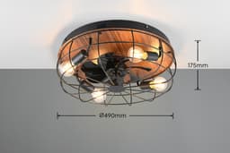 Fantiluxe - Olav - Plafondventilator met verlichting - Zwart - Ø48cm - Afstandsbediening - Met lamp - Plafond ventilator - Slaapkamer — thumbnail 2