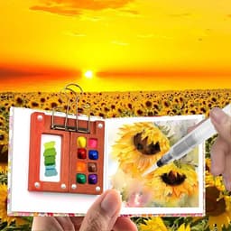 Dailygoods- Aquarelset Perfect Reisformaat - Mini-Aquarelpalet - Draagbaar Waterverfpalet - Lichtgewicht Verfdozen - 10 Stuks - Compact 6x6 cm - Verfpalet — thumbnail 2