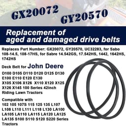 Dailygoods- Grasmaaier Riem Vervanging - Onderdeelnummer GX20072/GY20570 - Geschikt voor John Deere 42" - 100/ D100/ E100/ L100/ LA100 Serie - Hoogwaardige Materiaalcombinatie - Maaier — thumbnail 2