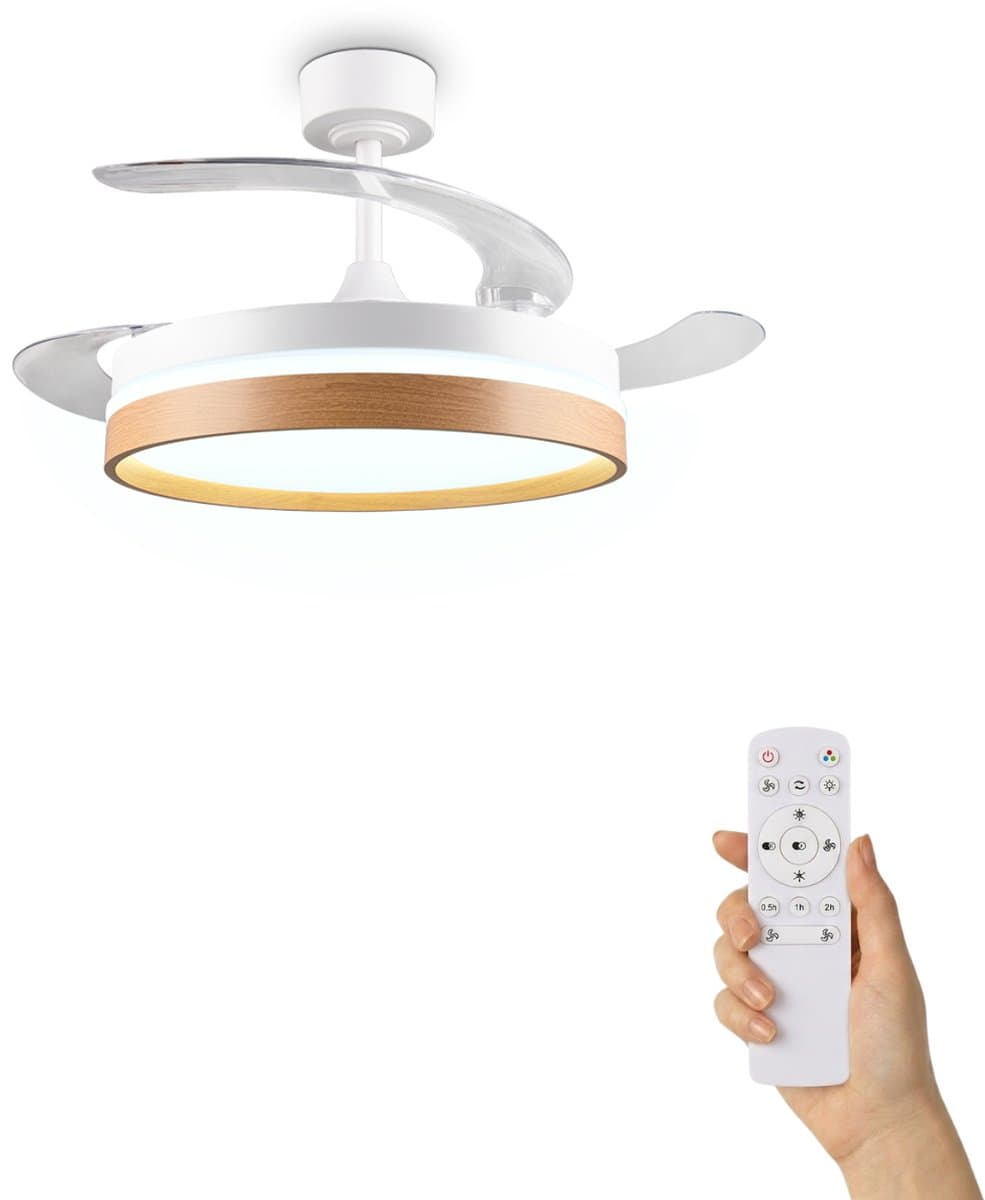 Fantiluxe - Anders - Plafondventilator met verlichting - Wit - Ø106cm - Afstandsbediening - Met lamp - Plafond ventilator - Slaapkamer — afbeelding 1