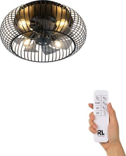 Fantiluxe - Agnes - Plafondventilator met verlichting - Zwart - Ø61cm - Afstandsbediening - Met lamp - Plafond ventilator - Slaapkamer — thumbnail 1