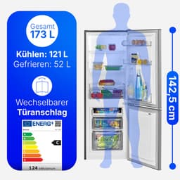 Bomann KG 7359 – Koel- vriescombinatie – 173 Liter – 143 cm hoog – Inox Look - Energiezuinig klasse C — thumbnail 4