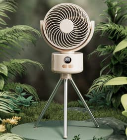 KZQ USB-Bureauventilator met 1200mAh Accu – 3 Standen, Stil (<25dB), 140° Kantelbaar, 120° Oscillerend, Incl. Standaard – Groen — thumbnail 3