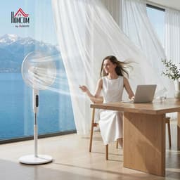 Staande ventilator - Vloer ventilator - Ruimte verkoelen - Met afstandsbediening - 138 cm hoog - Wit — thumbnail 5