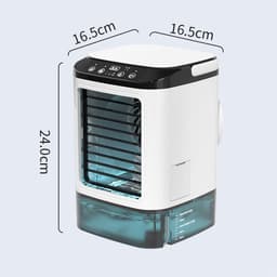 Ulisem - Luchtkoeler - Mini draagbare airco - 3-in-1 ventilator - 3 snelheden - Met mistfunctie - 7 kleuren LED - Stil (<40dB) - USB - Voor thuis en reizen - Wit — thumbnail 4