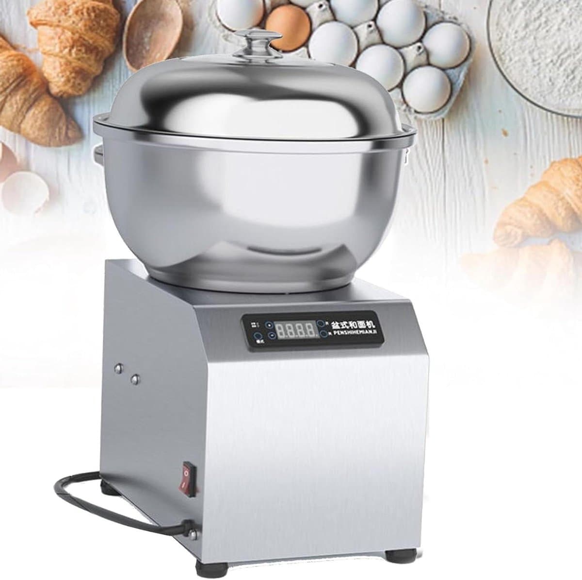 Deegkneedmachine - Mixer Keukenmachine - Brood bakken - Roestvrijstalen kom - 5 kg - Zilver — afbeelding 1