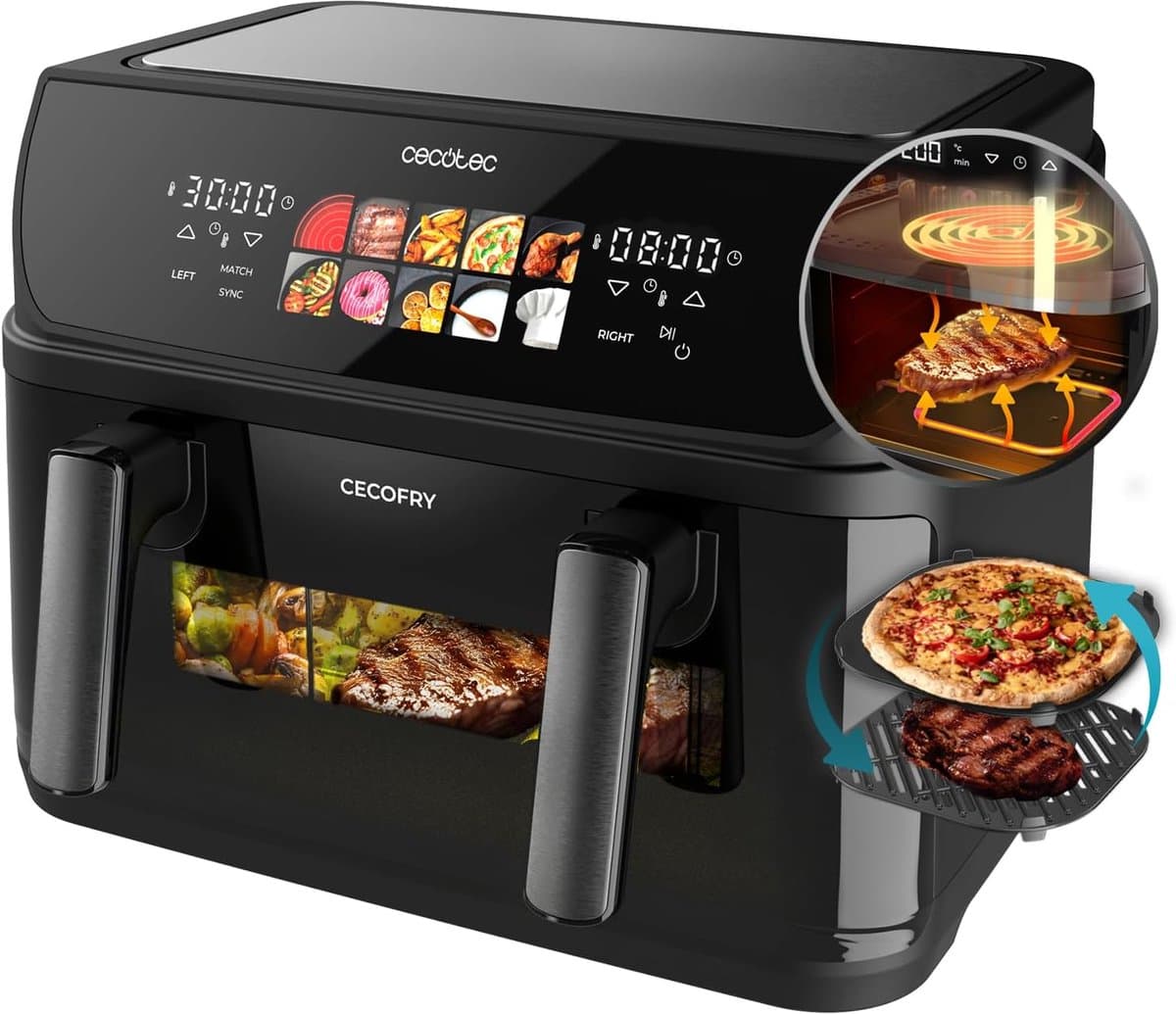 Heteluchtfriteuse Grill - Multicooker XL - Gezond Koken - Dubbele Temperatuur Zone - 10 Liter Capaciteit - Roestvrij Staal — afbeelding 1