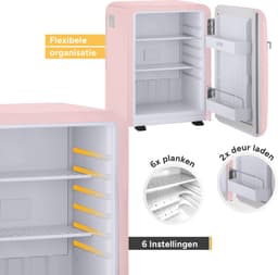 TZS First Austria Mini koelkast - Minibar - 40 liter - Vrijstaand - Volledig stil 22dB - Retro - Roze — thumbnail 5