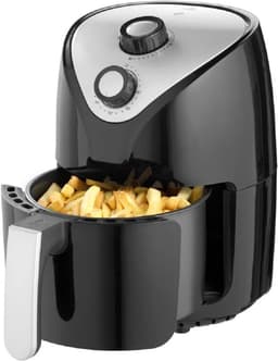 Heteluchtfriteuse - Airfryer - Vetarm Koken - Traploze Temperatuurregeling - 2 Liter - Zwart Zilver — thumbnail 1
