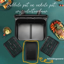 Jensaro Airfryer Dubbele Mand 9L XXL - 2200W Heteluchtfriteuse - 2x4,5L - LED Touchscreen - 10 Programma’s - Olievrij Frituren — thumbnail 7