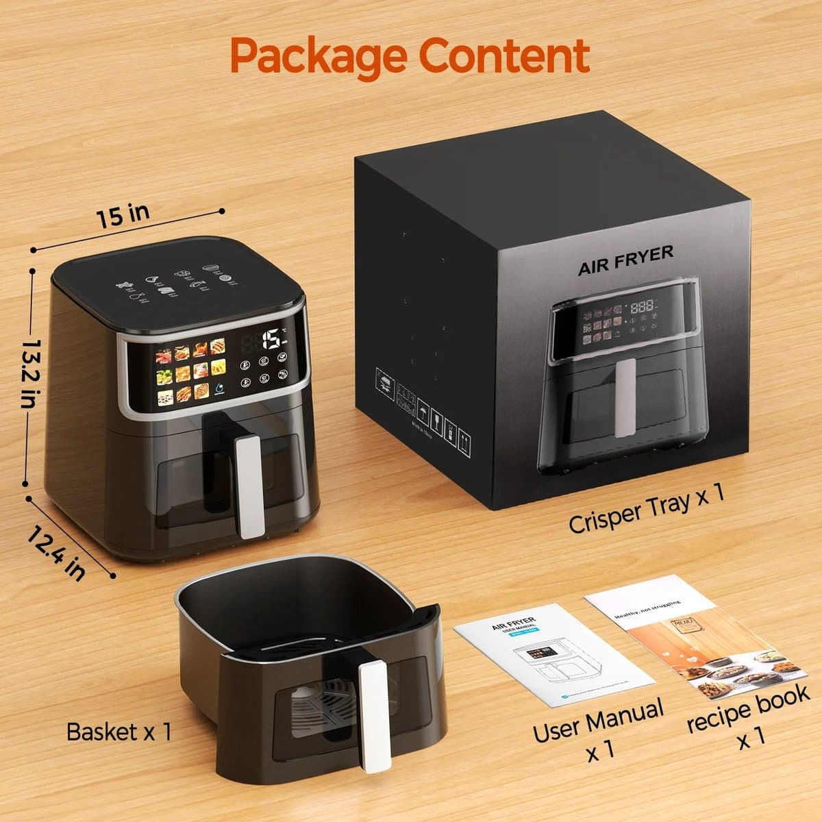 Innovastore Airfryer - Heteluchtfriteuse - Luchtfriteuse - Koken - Digitaal scherm - Led-touchscreen - Kijkvenster - 8L - Zwart — afbeelding 1