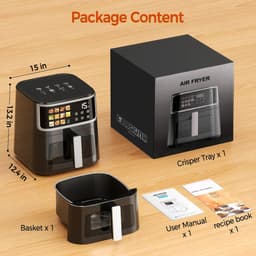 Innovastore Airfryer - Heteluchtfriteuse - Luchtfriteuse - Koken - Digitaal scherm - Led-touchscreen - Kijkvenster - 8L - Zwart — thumbnail 1