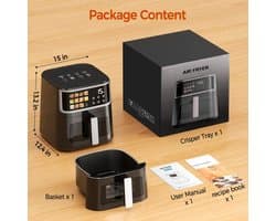 Innovastore Airfryer - Heteluchtfriteuse - Luchtfriteuse - Koken - Digitaal scherm - Led-touchscreen - Kijkvenster - 8L - Zwart