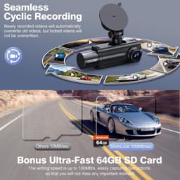 3 Kanaals Dashcam - Autocamera Rijrecorder - Veilig Rijden - 4K Nachtzicht - 64GB Inclusief - Zilver — thumbnail 2