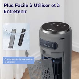 Ventilator Toren - Stille Ventilator - Slaapkamer Koelen - 90 Graden Oscillatie - 92 cm - Grijs — thumbnail 5