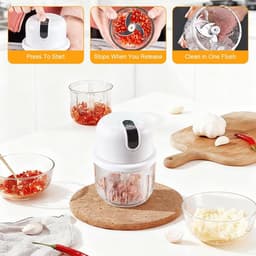 Mini Keuken Chopper - Elektrische Hakker - Ingrediënten Snel Snijden - Draadloos USB Opladen - 350 ml Capaciteit - Wit — thumbnail 2