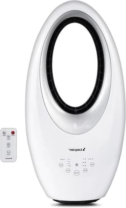 Bladloze Ventilator - Vloer Ventilator - Kamertemperatuur Regelen - Stille Werking - 75 Uur Timer - Wit — thumbnail 1