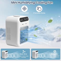Luchtkoeler - Mini Aircooler Met Verneveling - Draagbare USB Tafelventilator Zonder Digitaal Display - Type-C - 16,4 x 11,8 x 21,4 cm — thumbnail 3