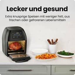 Multifunctionele Airfryer - Heteluchtoven Dehydrator - Gezond Koken - XL Familieformaat - 10 Liter - Zwart — thumbnail 2