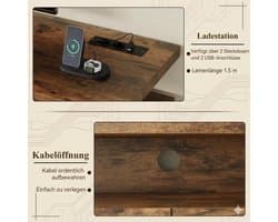 TV meubel 166x40x50 cm – Lowboard met schuifdeuren, 2 lades, kabelmanagement en stopcontacten – TV kast voor 65-70 inch televisies – Vintage bruine televisiekast – Urbanhome