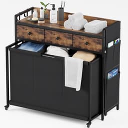 Wasmand Organizer - Waskarre met Wielen - Sorteren en Opslaan - Met Plank en Laden - 138 Liter — thumbnail 1
