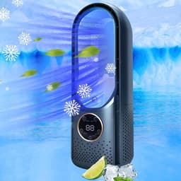 Mini airco – Blauw – airco met water - Mini Airco 4 in 1 – Koelen, Blazen, Lucht Bevochtigen-Lamellenventilator met 6 Snelheden & Timer - USB Multifunctionele Bediening - LED Display - Blauw - 1 Stuk — thumbnail 4