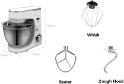 Roerbezem Keukenmachine - Kneedhaak Mixer - Deeg Mengen - Aluminium Profiel - E-1047D Model - Aluminiumkleur — thumbnail 5
