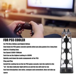 Dailygoods - Dailygoody - PS5-accessoires - Koelventilator - Efficiënte gameconsole-koeler - Laag geluidsniveau - Met LED-licht - Geschikt voor PS5 - Disc en digit. — thumbnail 4