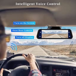 Achteruitkijkspiegel-dashcam - met draadloze Apple CarPlay- en Android Auto-functionaliteit - 9,66 inch - 4K-resolutie - IPS-touchscreen - dual-screen dashcam - Bluetooth + AHD-achteruitrijcamera - wifi — thumbnail 5