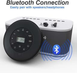 KZQ Draagbare Bluetooth-cd-speler - Ingebouwde stereoluidsprekers - Oplaadbare cd-speler - Ondersteunt MP3- en USB-weergave - Schokbestendig ontwerp - Zwarte afwerking - Draadloze connectiviteit - Ideaal voor persoonlijk gebruik en buitenactiviteiten — thumbnail 4