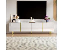 Tv-kast met vier deuren - Tv-meubel mediakast - Woonkamer organiseren - Hoogglans wit ontwerp