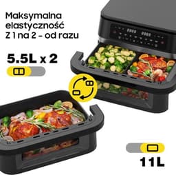 Airfryer – Heteluchtfriteuse – Digitale Friteuse – Gezond Koken – XXL 11L – 2950W Vermogen – Dual-Zone Met Verwijderbare Divider — thumbnail 8