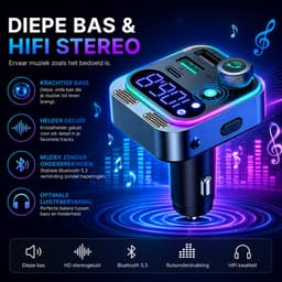 Almotivo Bluetooth Transmitter Auto - FM Zender Auto - Bluetooth Receiver - Bluetooth Ontvanger - AUX Adapter - Handsfree Bellen - USB-C PD 30W + QC3.0 18W - Bluetooth 5.3 — thumbnail 4