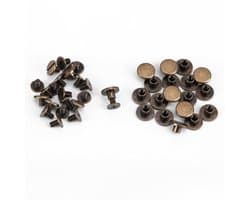 Set van 20 Platte Kop Rvs Klinknagels - Koper en Messing Schroeven, Moeren en Spijkers voor Leer en Creatieve Projecten (5mm)