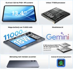 DOOGEE U13 Pro VIP - Tablet - 36GB RAM + 256GB ROM (2TB/TF) - 11000mAh/18W - 13,4 Inch FHD+ 120Hz IPS - Android 16 - T7300 - Dubbele luidsprekers - Wi-Fi 5 - Face ID - Bluetooth 5.4 - Volledige accessoirebundel met toetsenbord, stylus, muis en hoesje — thumbnail 4