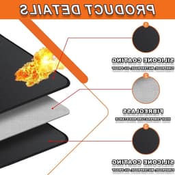 Buiten Grillmat en Dubbelzijdige Vuurvaste Grillmat - Zwarte Beschermmat met Drie Laag en Vloeibare Silicoon Coating voor BBQ en Keuken (60x40cm) — thumbnail 4