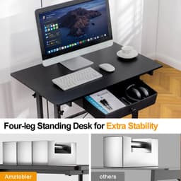 GTPLAYER - Hoogteverstelbaar Bureau - Met Lades en Rollen 80x50 cm - Wit — thumbnail 3