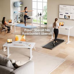 Elektrisch in hoogte verstelbaar ergonomisch zit-sta-bureau 160x60 cm | Computerbureau voor thuiskantoor, geheugenfunctie, verstelbare poten, 100 kg draagvermogen, wit — thumbnail 3